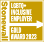 Logo: Stonewall - LGBTQ+ Inclusive Employer Gold Award 2023